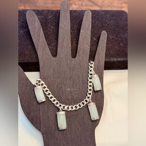Sterling Silver Green Jade Bracelet 925 8”